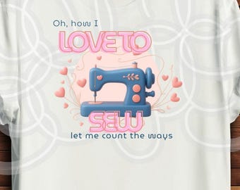 Camiseta personalizada con estampado de patchwork y diseño de amor por la costura.