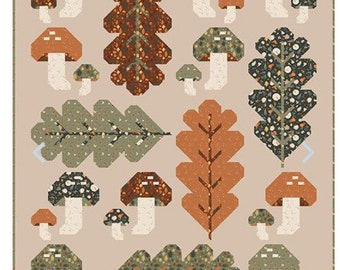 Forest Fungi Quilt Boxed Kit Pumpkin Spice Stoff von Simple Simon & Co Muster nach Gewicht von Pen + Paper Patterns für Riley Blake Studios