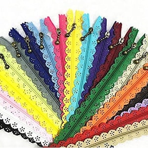 Lace Zippers/ Assorted Zippers/ Colorful Decorative Zipper