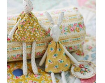 Conejo de Pascua de peluche Tildas World Decoración de primavera Conejo de Pascua para el hogar Instrucciones para el patrón de figura de peluche con la tela de su elección