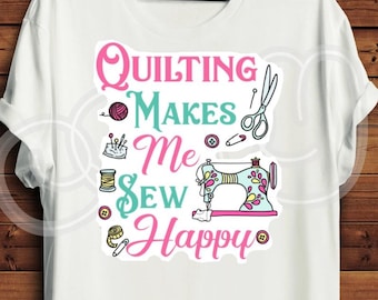 Camiseta personalizada "Sew Happy" para prendas de patchwork