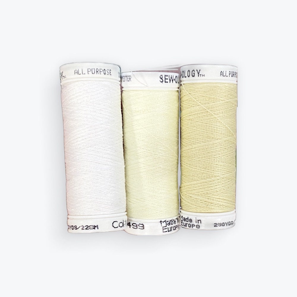 Sewology Thread/ Black Polyester/ White Polyester/ Tab polyester/ grey polyester/ white cotton/ tan cotton