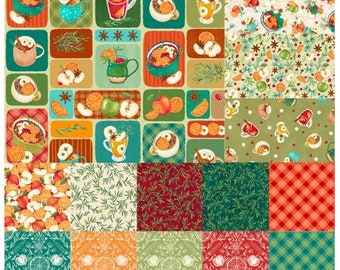 Hot Cider Collection Fabrics by PB Textiles, Fall Fabric Collection, Apple and Orange Cider