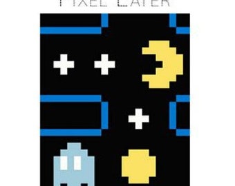 Games: Pixel Eater Pattern and Fabric set, Quilt Kit, Gamer Themed Decor and Bedding