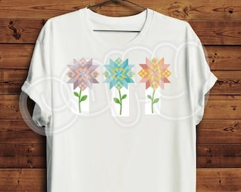 Camiseta con estampado floral para coser y confeccionar prendas de patchwork.