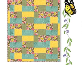 Kit de instrucciones y juego de telas para la colcha Santuario de Mariposas
