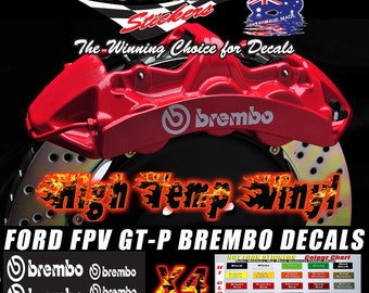 Brembo Ford Brake Caliper Hi Temp Vinyl Decals Stickers x 4 Suit FPV GT XR8 XR6