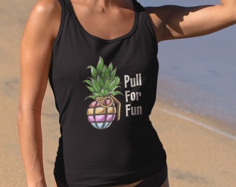 Pineapple Grenade Women's Tank Top, Women's Racerback Workout Tank, Pull for Fun Tank Top, Tropical Pineapple, Beach Vibes, Summer Vibes