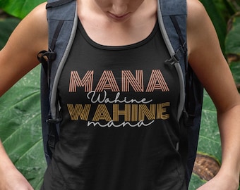 Mana Wahine Women&#39;s Tank Top, Womens Strength Racerback Workout Tank, Badass Wahine Tank Top, Olelo Hawaii, Hawaiian Mom, Wahine Athlete
