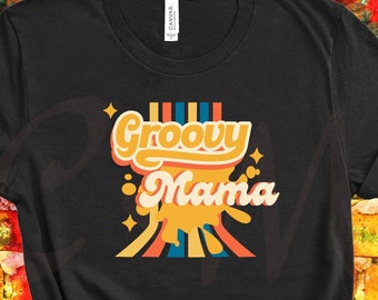 Groovy Mama Hippie Mothers Day Shirt, 1970s Groove Mom Hippie T-Shirt, Cool Grandma Gift, Retro Style Mom Tee, Coconut Memories Shop