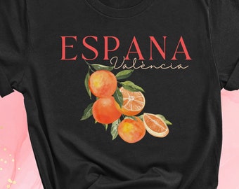 Orange Shirt, València T-Shirt, España Tee, Watercolor Oranges, Spain Traveler, Spanish Vacation, Trendy Fruit Design, Designer Oranges