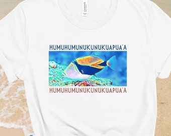 Humuhumunukunukuapuaa Hawaiian Tropical Reef Trigger Fish Shirt, Humuhumu Hawaiis State Fish T-Shirt, Beach Snorkeling and Scuba Light Tee