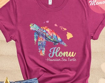 Hawaiian Honu Watercolor Shirt, Hawaiian Sea Turtle T-Shirt, Animals of Hawaii, Save the Turtles Tee, Coconut Memories Shop, Original Design