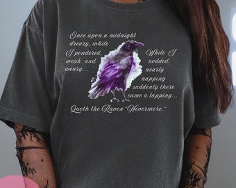 Koszulka Raven, Comfort Colors®, Edgar Allan Poe Poe, Koszulka Whimsigoth Raven, Koszulka Gothic Raven, Prezent Dark Academia, Raven Goblincore