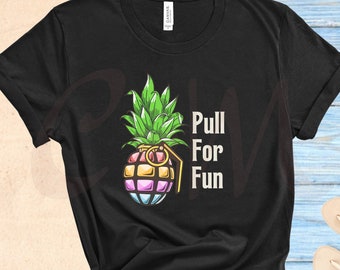 Pineapple Grenade Shirt, Pull for Fun T Shirt, Tropical Pineapple Tee, Beach Vibes, Sassy Beach Shirt, Summer Vibes, Fruit Shirt, Black
