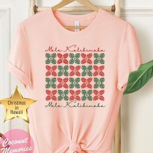 Mele Kalikimaka Quilt Muster Shirt, Hawaii Quilt Block Design T-Shirt, Hawaii Weihnachtsgeschenk, Tütü Geschenk T-Shirt, Kumu Geschenk T-Shirt, Rot und Grün