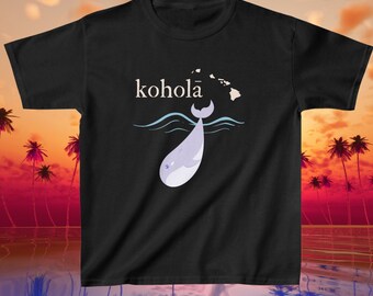 Hawaiian Koholā Whale Kids Shirt, Ocean Animal of Hawaii Whale T-Shirt, Boy and Girl Unisex - Youth Childrens Tee, Coconut Memories Shop