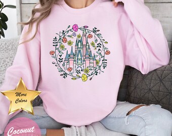 Magic Kingdom Castle Sweater, Princess Castle Sweatshirt, Magic Kingdom Bloementrui, Magisch Vakantiesweatshirt, Bijpassende Familietrui