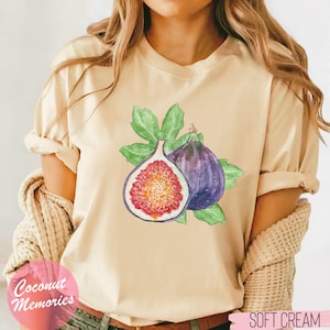 Shirt vijgenfruit, vrouwen T-shirt vijgenfruit, esthetische aquarel fruitshirt, vintage vijgenontwerp fruitshirt, T-shirt tuinman, T-shirt tuinman, cadeau-shirt tuinieren