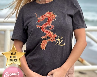 Jahr des Drachen-T-Stück, chinesisches Drachen-Shirt, 2024-T-Shirt, chinesisches Sternzeichen-T-Stück, Mondneujahrs-Geschenk, Drachen-Liebhaber-Geschenk, Vintage-Drachen-Symbol
