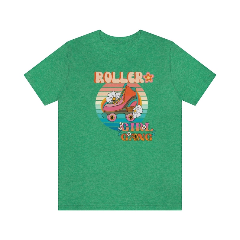 Roller Girl Retro Tee | Roller Derby | Roller Skating tee | 70s 80s Retro Design | Graphic Women & Men Tee | Coconut Memories T-Shirt image 2