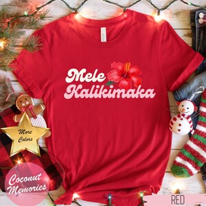 Mele Kalikimaka Hawaii Hibiskus T-Shirt, Melekalikimaka Blumen Shirt, rote Hibiskus Blume T-Shirt, Weihnachten in Hawaii 2024, Hawaiianisches Weihnachtsgeschenk