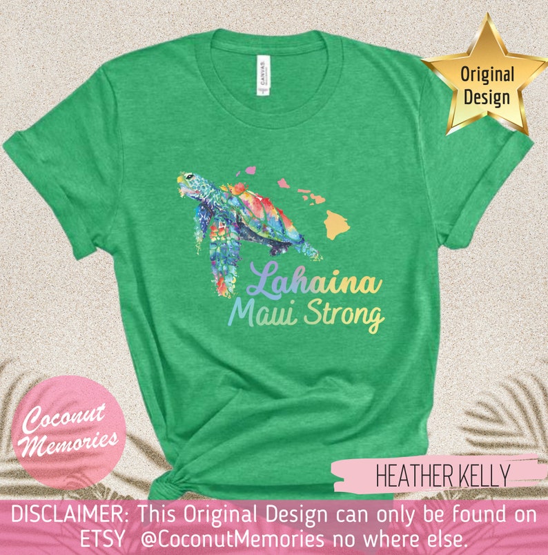 Maui Lahaina Strong Honu T-shirt, Hawaiian Honu aquarel shirt, Hawaiian Sea Turtle Tee, dieren van Hawaï, Maui Tee, Maui Strong Heather Kelly