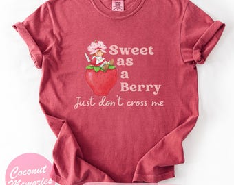 Maglietta "Cattiva Fragola", Maglietta "Dolce come una Bacca", Maglietta Vintage Comfort Colors®, Maglietta Estiva Divertente, Maglietta "Festa delle Fragole", Regali Carini per Ragazze
