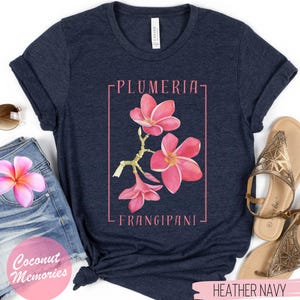 Pink Plumeria Frangipani T-Shirt, Hawaiian Pink Plumeria Tee, Tropical Plumeria Print Shirt, Floral Tropical Beach Shirt, Island Vacay Tee