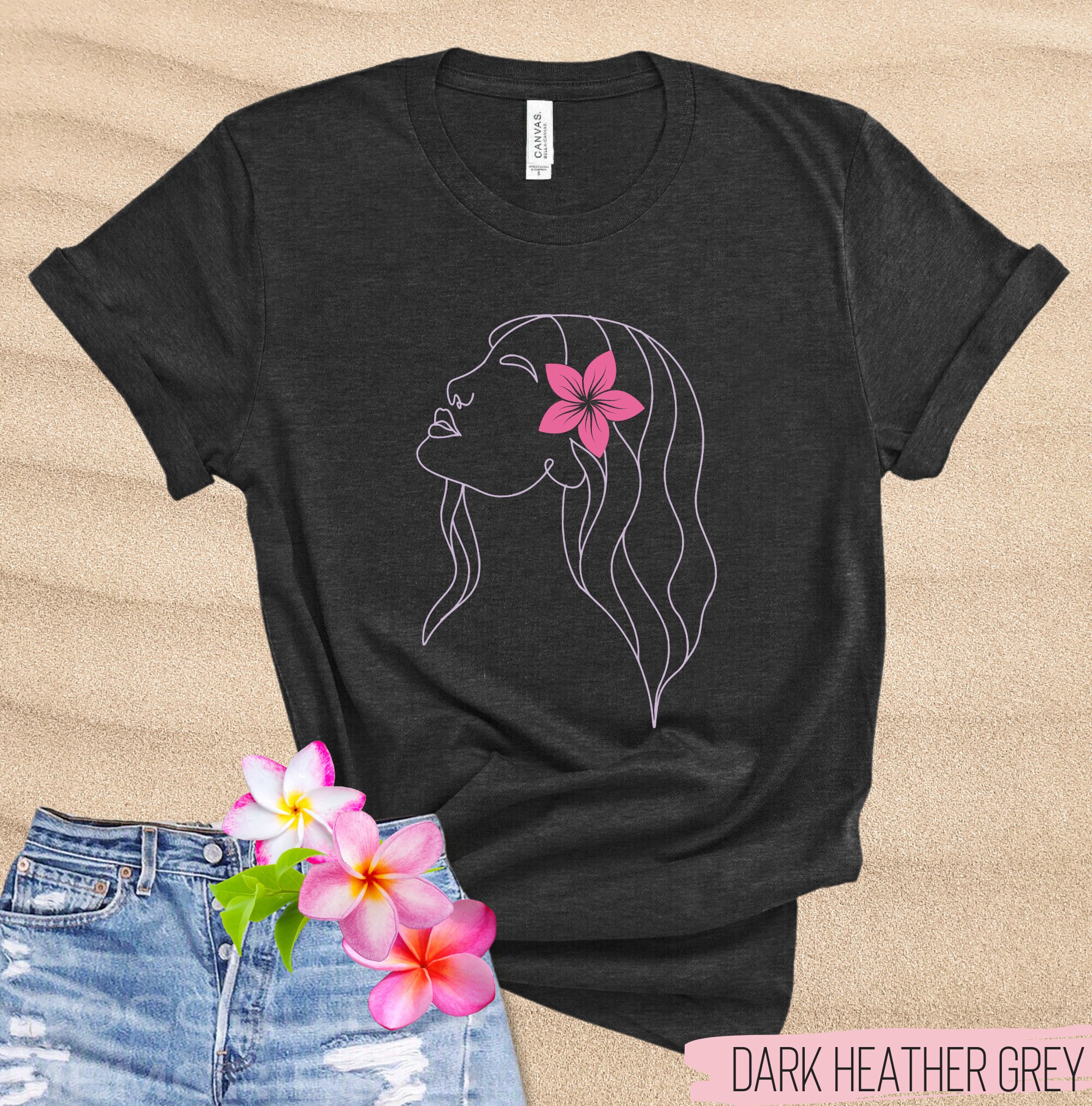 Wahine Plumeria T-shirt, Pink Plumeria Flower Shirt