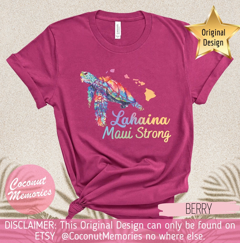 Maui Lahaina Strong Honu T-Shirt, Camicia acquerello Hawaiian Honu, Maglietta tartaruga marina hawaiana, Animali delle Hawaii, Maui Tee, Maui Strong Berry