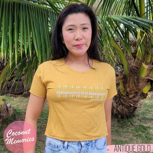 Puakenikeni Flower Womens Crop Top, Puakenikeni Lei Tee, Hawaiian Flower Tee, Hawaii Festival Crop Top, Beach Cover Top, Cute Summer Top