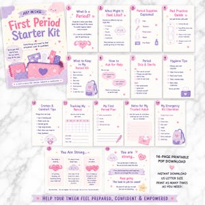 First Period Starter Kit Printable Bundle for Girls Ages 8-10 Period Preparedness Pack Confidence Card School Guide Emergency Kit Checklist