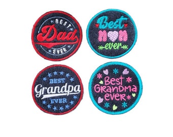El mejor parche termoadhesivo de fieltro: papá, mamá, abuelo y abuela.