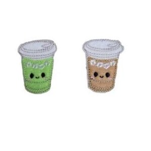 Iced Macha Tea Felt Feltie -  Iced Coffee with Cream felt Feltie