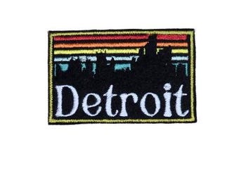 Detroit Skyline Iron On Patch - Retro Detroit Patch - Detroit Hat Patch - Michigan Patch