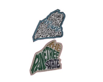 State of Maine Mandala Iron On Patch - Maine Patch - Mandala Patch - Maine Word Art Patch