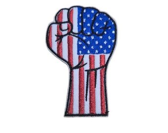 American Flag Fist Iron On Patch