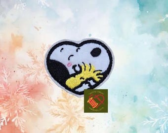 Snoopy and Woodstock Heart Feltie Embroidery File - Feltie Machine Embroidery file - Feltie Embroidery File - Snoopy Feltie - Woodstock Felt