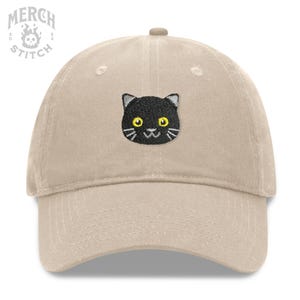 Black Cat Embroidered Dad Hat, Black Cat Hat, Black Cat Baseball Cap, Adjustable Unstructured Low Profile Buckle Closure Dad Hat