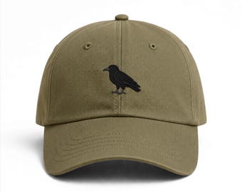 Black Crow Embroidered Dad Hat, Raven Bird Baseball Cap, Gothic Bird Gift