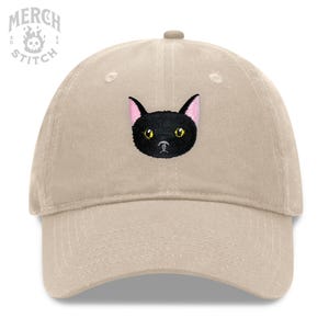 Black Cat Embroidered Dad Hat, Black Cat Hat, Black Cat Baseball Cap, Adjustable Unstructured Low Profile Buckle Closure Dad Hat