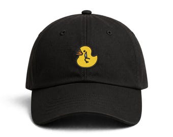 Premium Yellow Duck Embroidered Dad Hat – Funny Yellow Duck with Knife Design Baseball Cap for Men & Women, Adjustable Classic Hat, Meme Hat