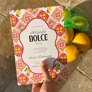 Invitación para despedida de soltera Dolce Vita: temática mediterránea de limón (invitación digital)