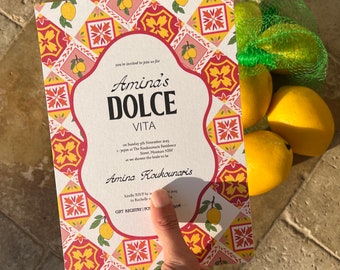 Dolce Vita Bridal Shower Invitation: Mediterranean Lemon Theme (Digital Invite)