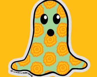 Marigold Ghost - durable matte clear waterproof vinyl sticker