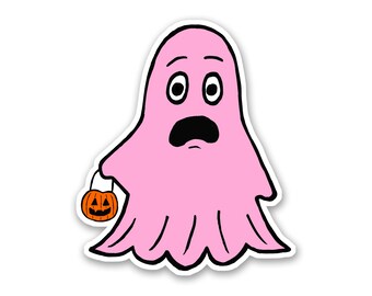 Pink Ghost Sticker- durable matte waterproof vinyl sticker