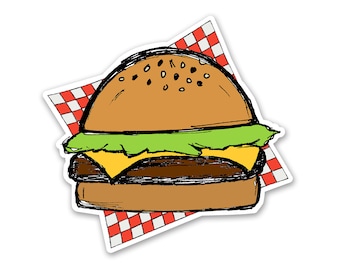 Hamburger Sticker- durable matte waterproof vinyl sticker