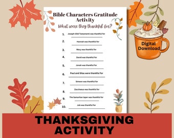 Bible Characters Gratitude Thanksgiving Activity Game Family Game Bible Game, Printable