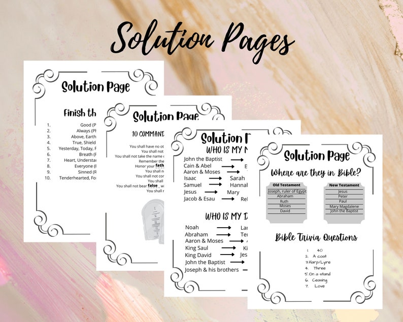 Bible Activity Pages for Kids and Adults. Bible Activities With ...